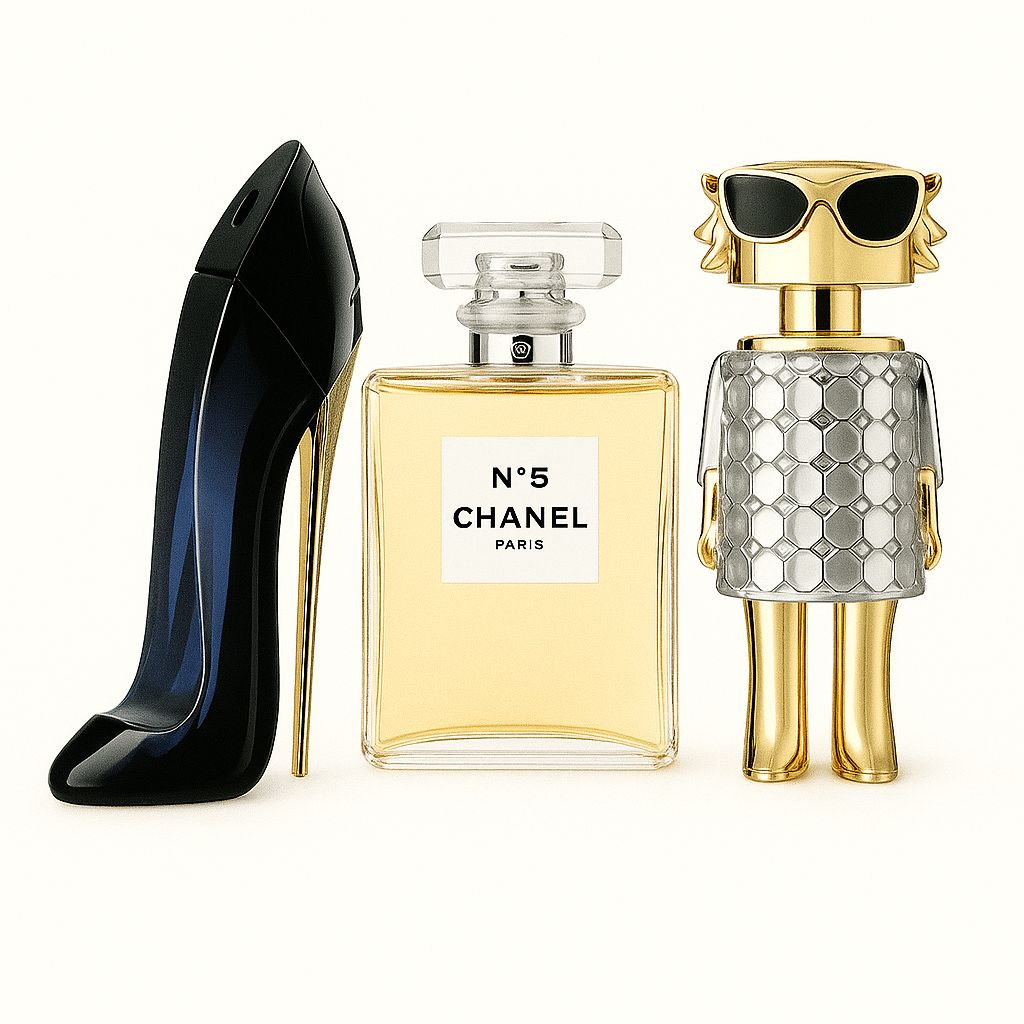 Paquete de 3 perfumes: Carolina Herrera GOOD GIRL, Chanel Nº5, Paco Rabanne FAME (Eau de Parfum)