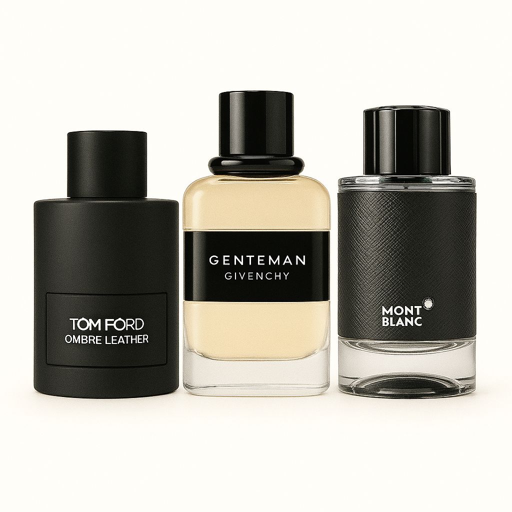 Paquete de 3 perfumes: Tom Ford Ombre Leather, Givenchy Gentleman, Montblanc Explorer (Eau de Parfum)