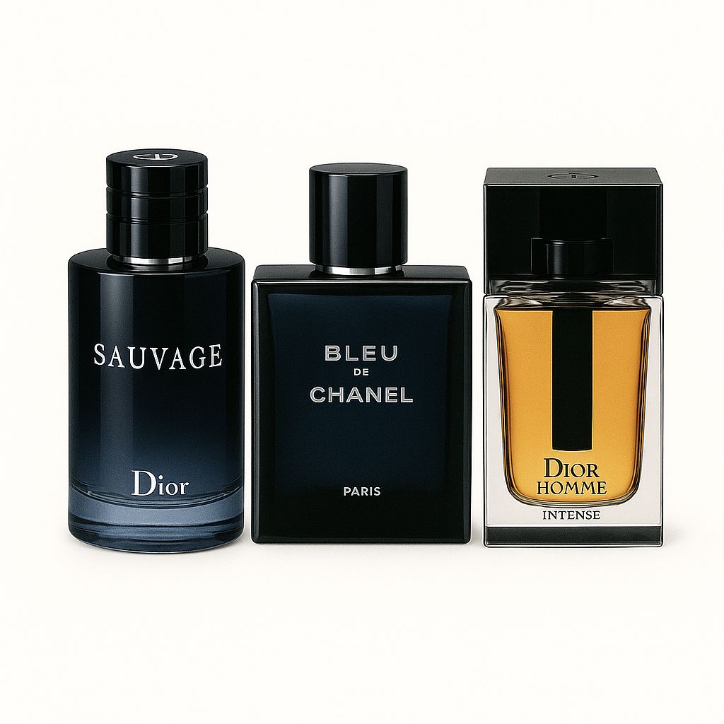 Paquete de 3 perfumes: Sauvage Dior, Bleu de Chanel, Dior Homme Intense (Eau de Parfum)
