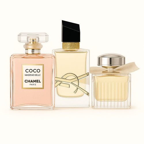 Paquete de 3 perfumes: Chanel COCO MADEMOISELLE, Yves Saint Laurent LIBRE, CHLOÉ (Eau de Parfum)